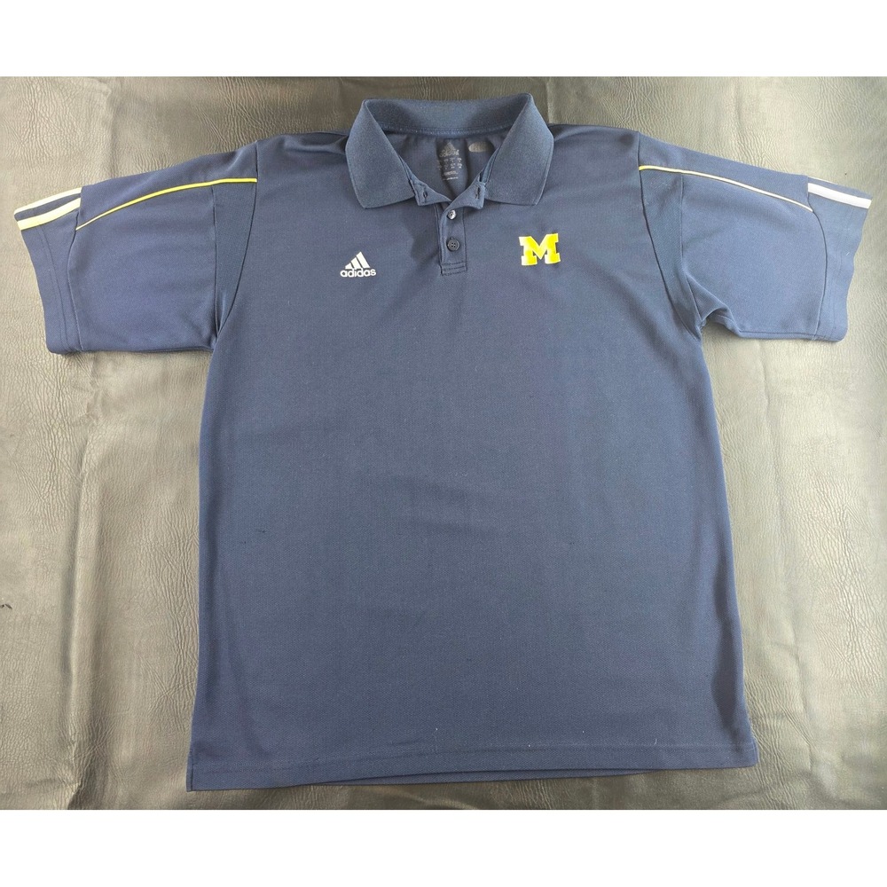 Adidas Michigan Wolverines Mens Navy Blue Performance Polo Shirt Large
